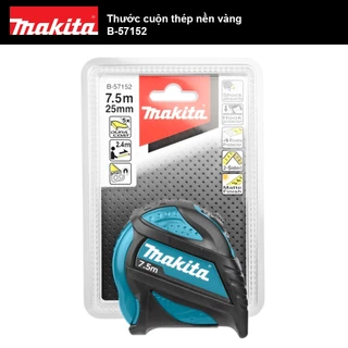 Thước cuộn thép nền vàng Makita B-57146 (5.5m) - B-57152 (7.5m) Bọc cao su giảm chấn
