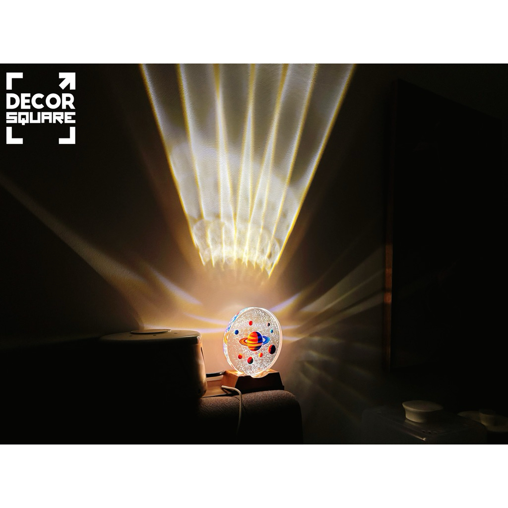 Đèn Ngủ Thuỷ Tinh 3D Led phát sáng hình Hành Tinh Vũ Trụ & Phi Hành Gia| decor phòng ngủ chill
