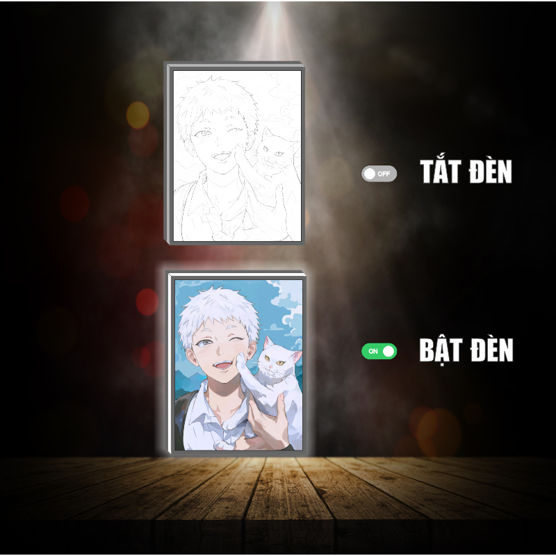 Tranh đèn led 3D đổi màu The summer hikaru died - Tranh đèn led 3D ANIME trang trí bàn làm việc, đèn ngủ