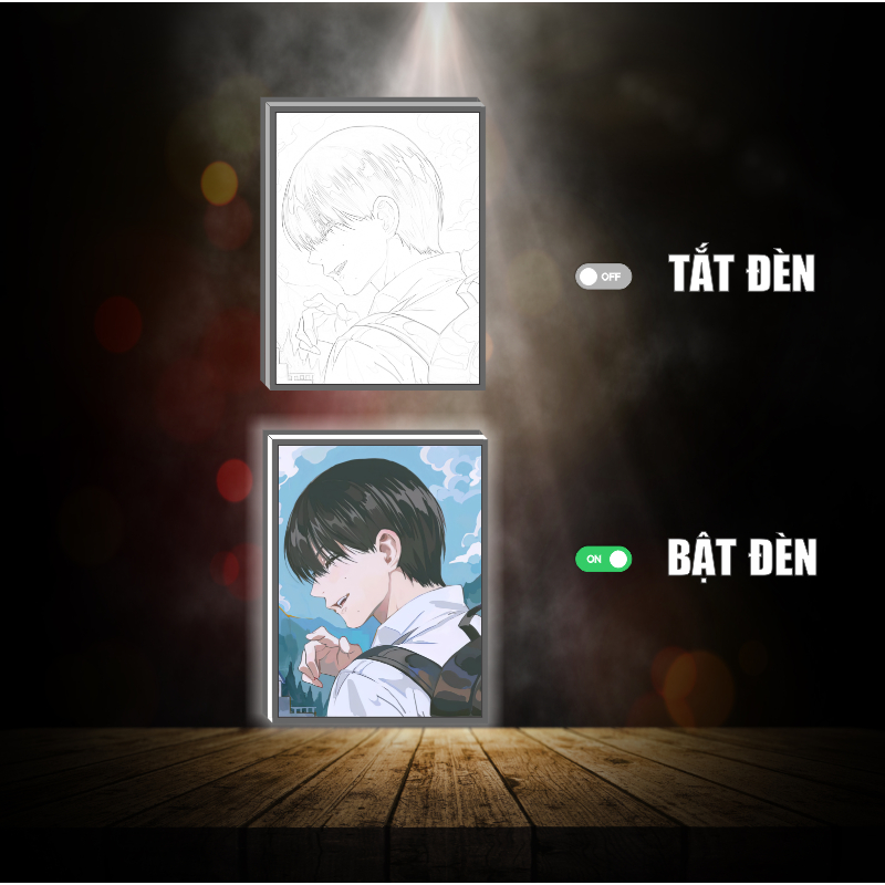 Tranh đèn led 3D đổi màu The summer hikaru died - Tranh đèn led 3D ANIME trang trí bàn làm việc, đèn ngủ