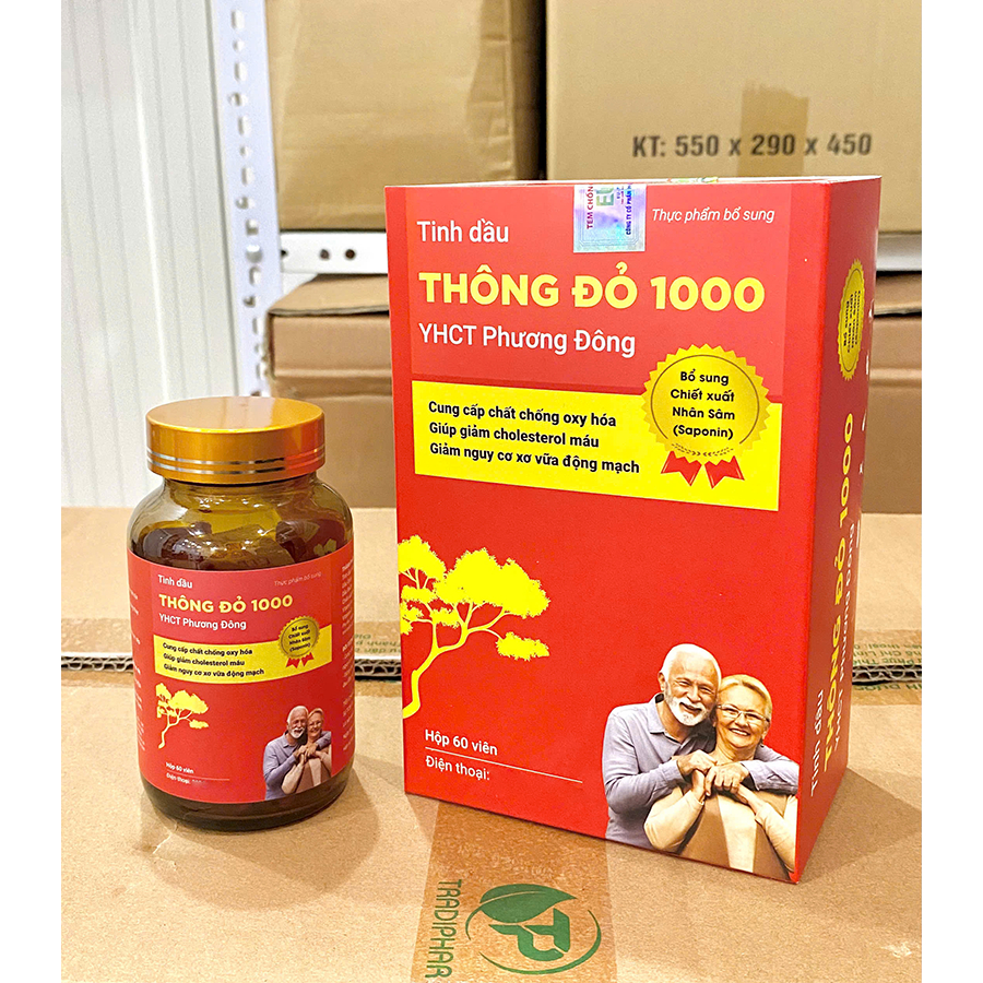 Tinh dầu THÔNG ĐỎ 1000 YHCT Phương Đông, hỗ trợ ổn định huyết áp, giảm cholesteron máu, ngừa đột quỵ