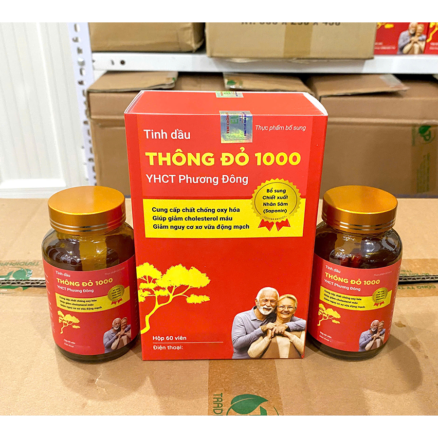 Tinh dầu THÔNG ĐỎ 1000 YHCT Phương Đông, hỗ trợ ổn định huyết áp, giảm cholesteron máu, ngừa đột quỵ