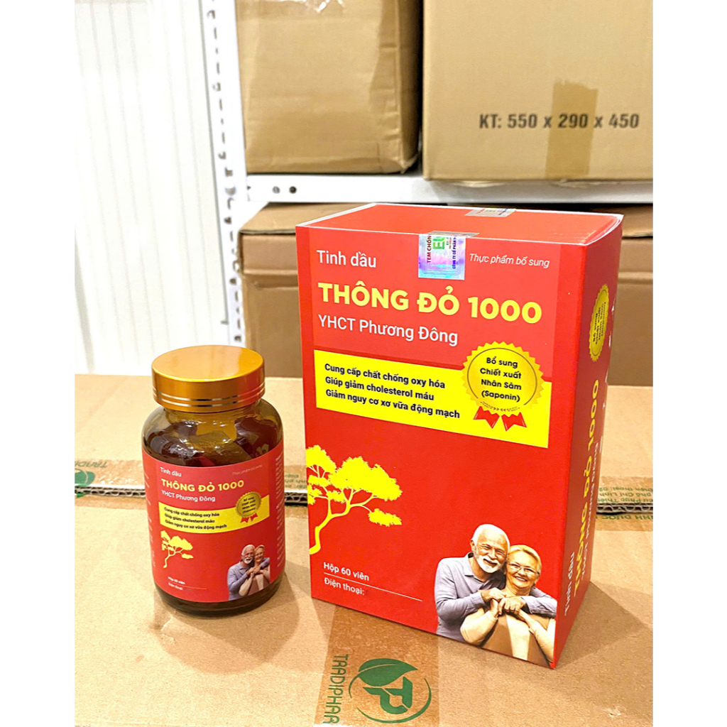Tinh dầu THÔNG ĐỎ 1000 YHCT Phương Đông, hỗ trợ ổn định huyết áp, giảm cholesteron máu, ngừa đột quỵ