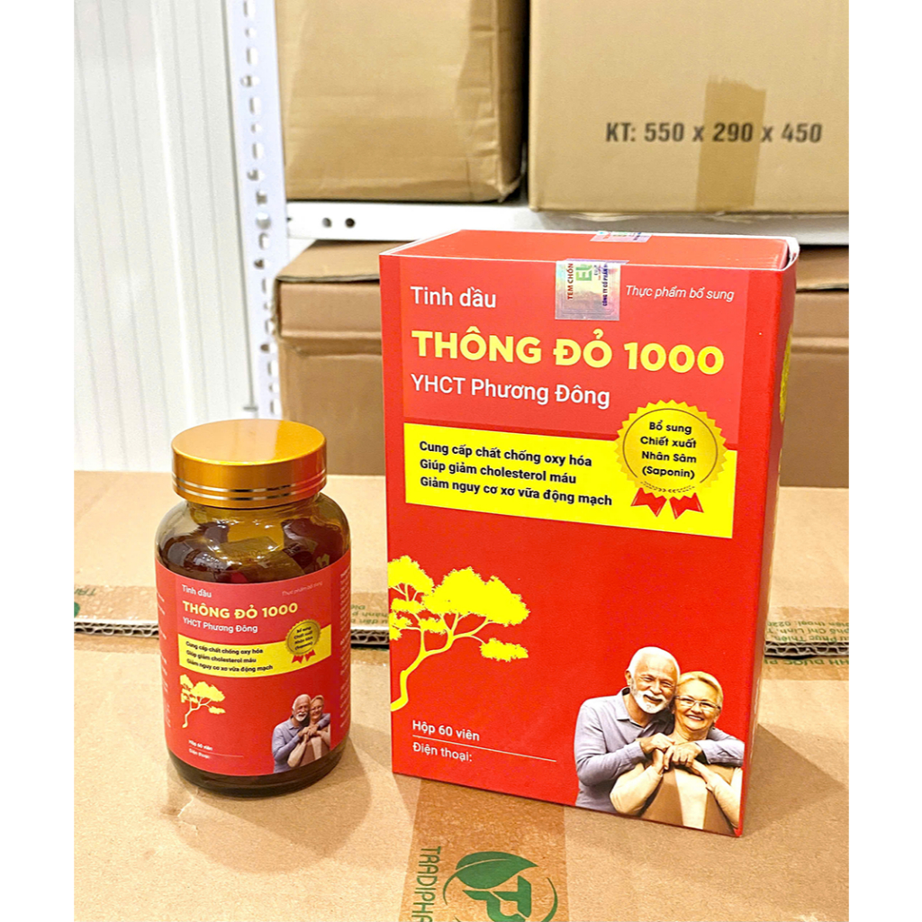 Tinh dầu THÔNG ĐỎ 1000 YHCT Phương Đông, hỗ trợ ổn định huyết áp, giảm cholesteron máu, ngừa đột quỵ