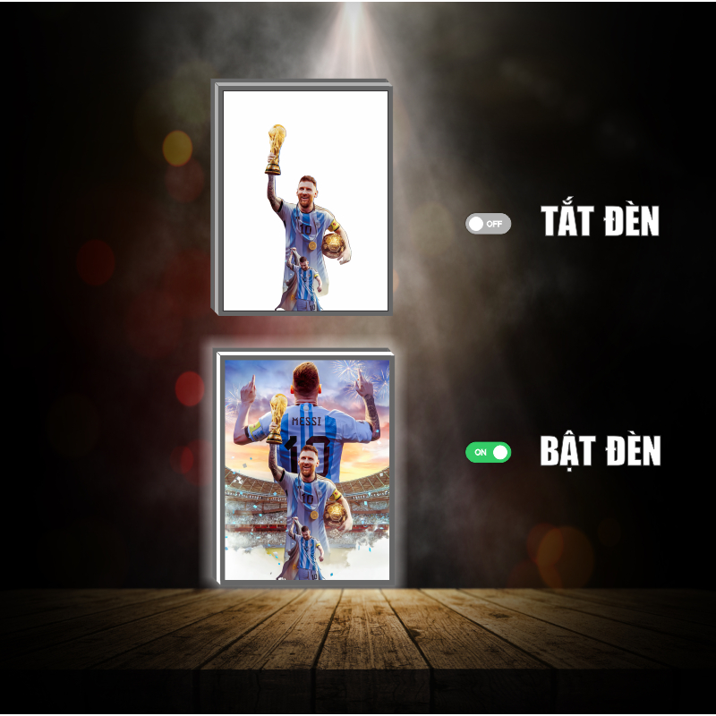 Tranh đèn led 3D đổi màu Messi - Tranh đèn led 3D ANIME trang trí bàn làm việc, đèn ngủ