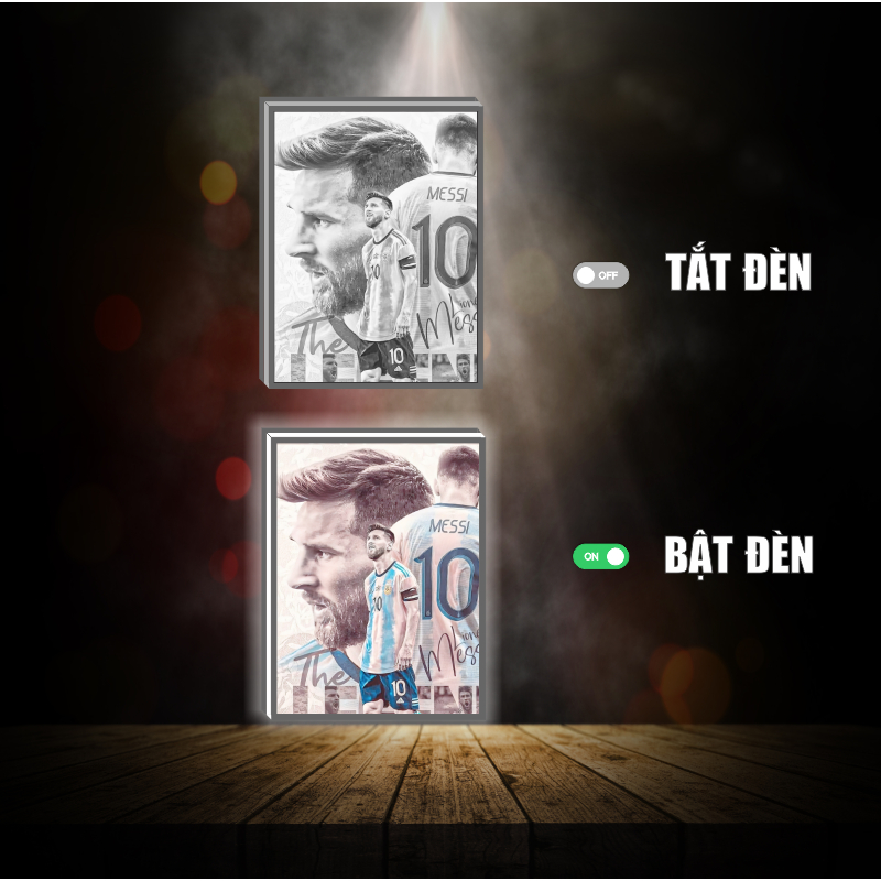 Tranh đèn led 3D đổi màu Messi - Tranh đèn led 3D ANIME trang trí bàn làm việc, đèn ngủ