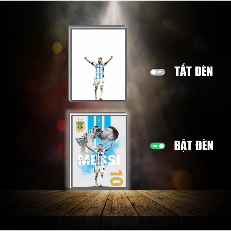 Tranh đèn led 3D đổi màu Messi - Tranh đèn led 3D ANIME trang trí bàn làm việc, đèn ngủ