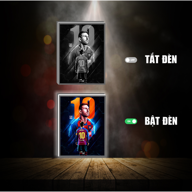Tranh đèn led 3D đổi màu Messi - Tranh đèn led 3D ANIME trang trí bàn làm việc, đèn ngủ