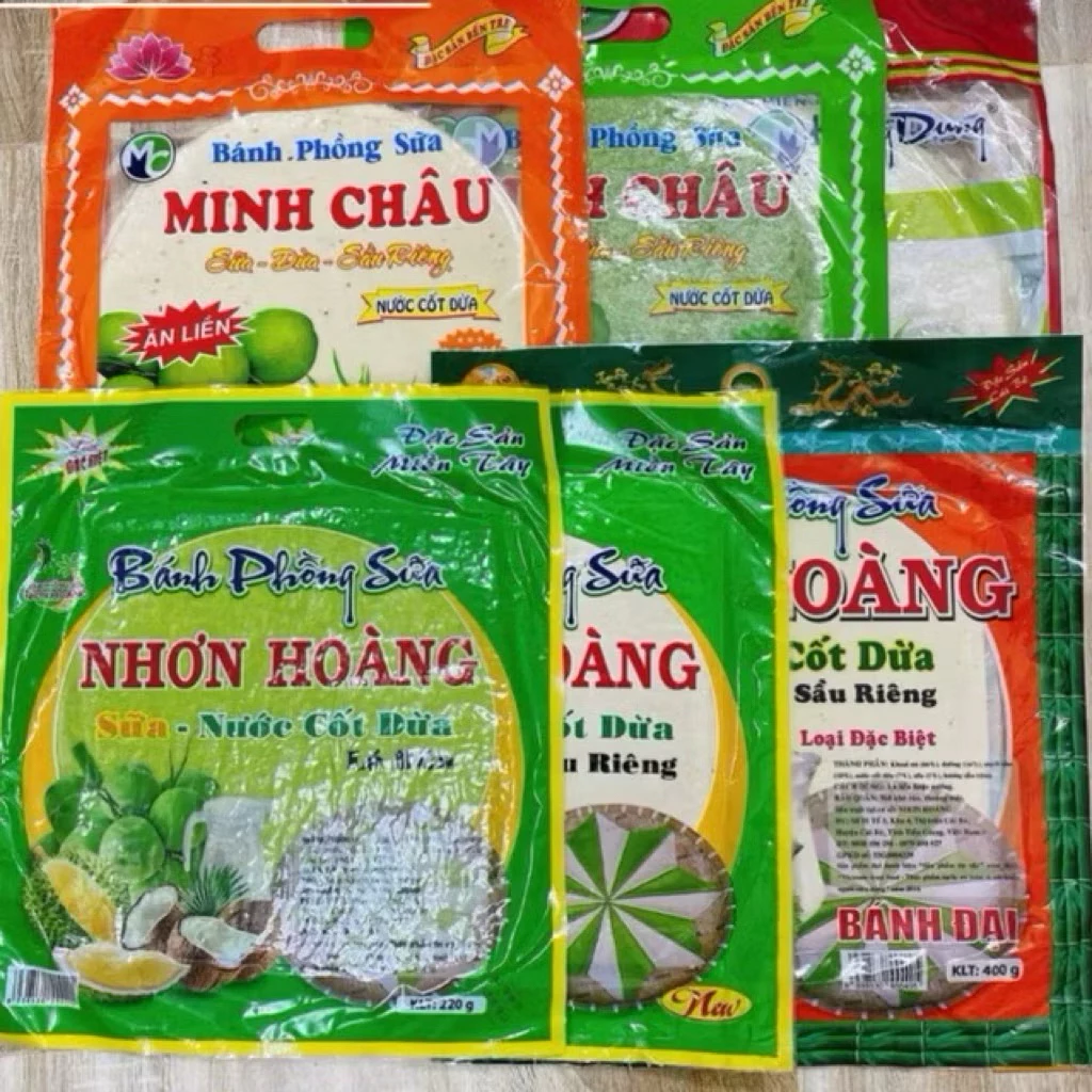 Bánh Phồng Sữa Nhơn Hoàng/Hoàng Dung Vị Sữa Dừa, Sầu Riêng, Lá Dứa