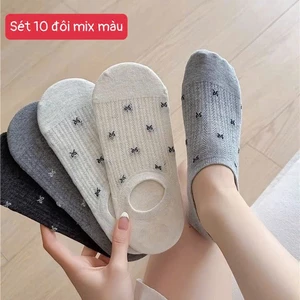 Set 10 đôi tất hài nữ thêu nơ thoáng khí,màu sắc nhẹ nhàng