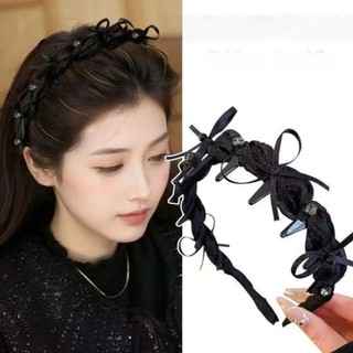 Băng đô tóc cài tóc vải voan óng thời trang đính đá nơ xược chống trơn trượt