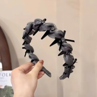 Băng đô tóc cài tóc vải voan óng thời trang đính đá nơ xược chống trơn trượt