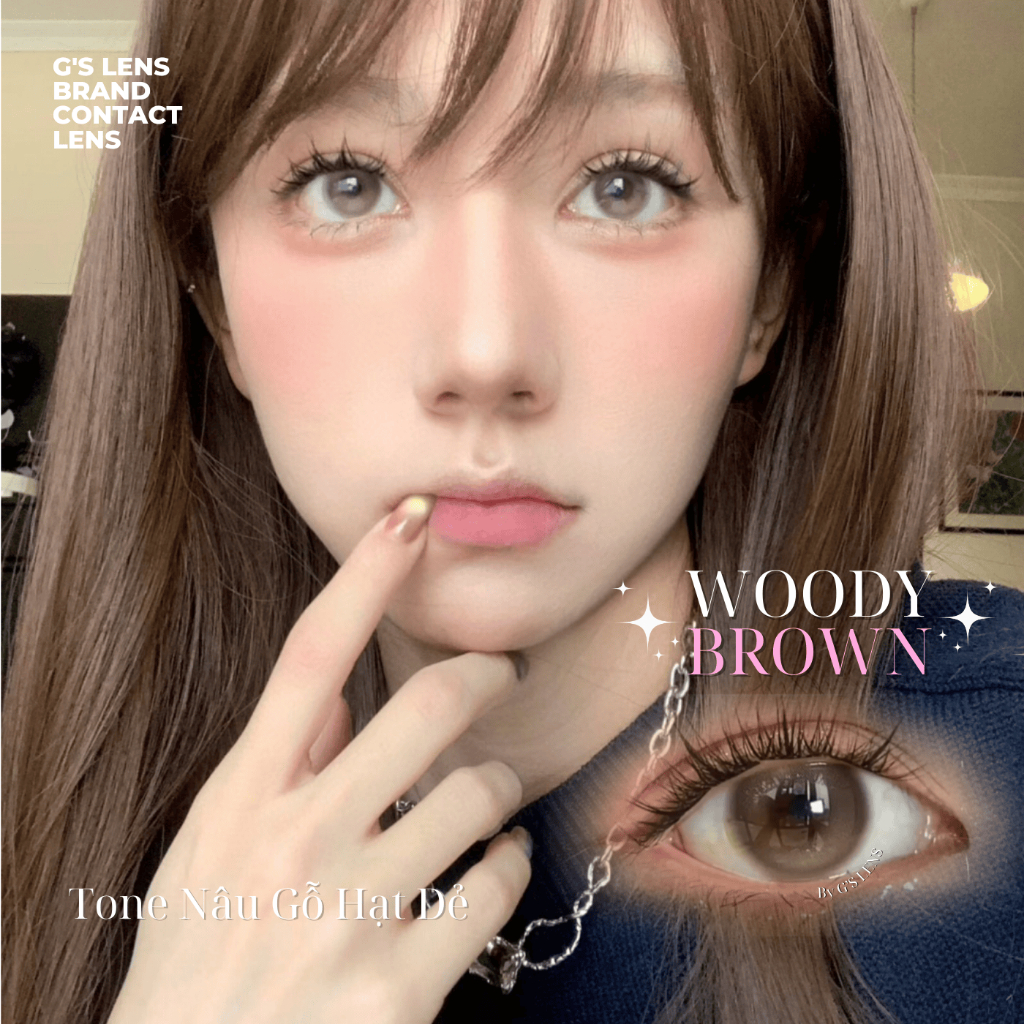 Kính áp tròng WOODY BROWN nâu gỗ hạt dẻ tự nhiên 6 tháng G.DIA 14.2mm độ (0-8) NỘI ĐỊA TRUNG