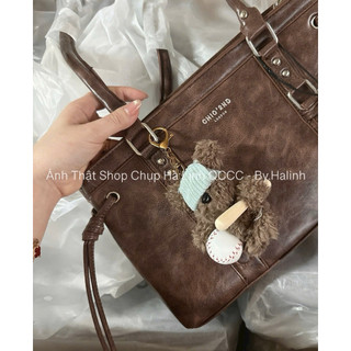 Chio2nd - Túi Kẹp Nách Chio Loang 2 Đai Cs Vintage kèm charm Gấu Bóng Chày