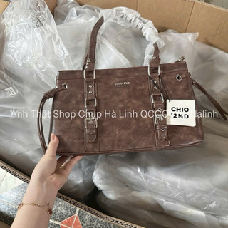 Chio2nd - Túi Kẹp Nách Chio Loang 2 Đai Cs Vintage kèm charm Gấu Bóng Chày