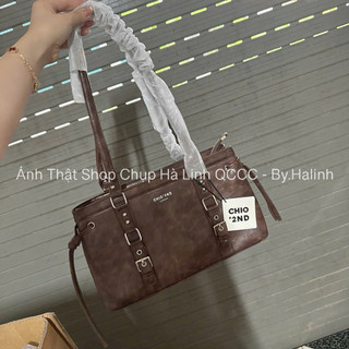 Chio2nd - Túi Kẹp Nách Chio Loang 2 Đai Cs Vintage kèm charm Gấu Bóng Chày