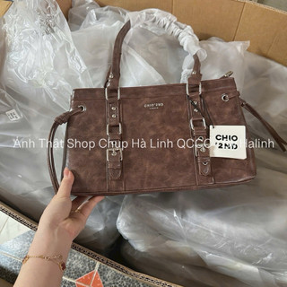 Chio2nd - Túi Kẹp Nách Chio Loang 2 Đai Cs Vintage kèm charm Gấu Bóng Chày