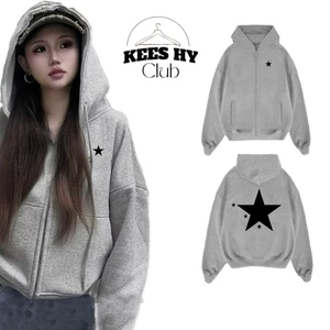 Áo Hoodie Zip Nỉ Bông Họa TIết Ngôi Sao Sport Ss New Form Chuẩn Nam Nữ Keeshy