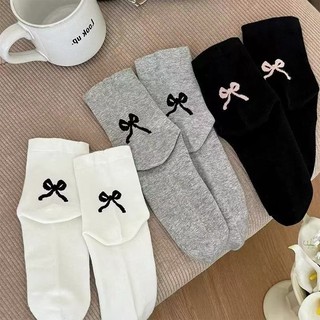 Tất Cổ Cao Nữ MS C1 Hoạ Tiết Thêu Nơ Xinh Xắn Phong Cách Hàn Quốc Mã C1