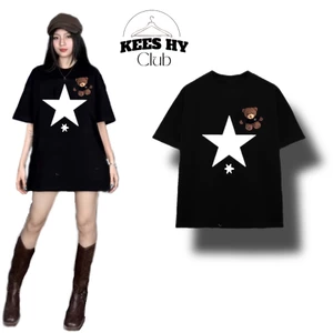 Áo Thun Gấu Họa Tiết Ngôi Sao Keeshy Unisex Nam Nữ Form Rộng Chất Vải Cotton 2 Chiều Chuẩn Hàng Mịn Thoáng Mát