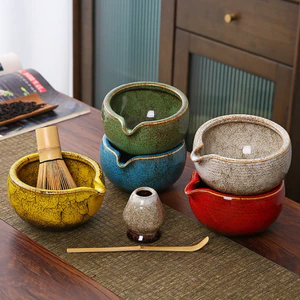 Chawan Bát đánh Matcha có miệng rót, đế cắm chổi Chasen ( Gốm sứ thủ công cao cấp )