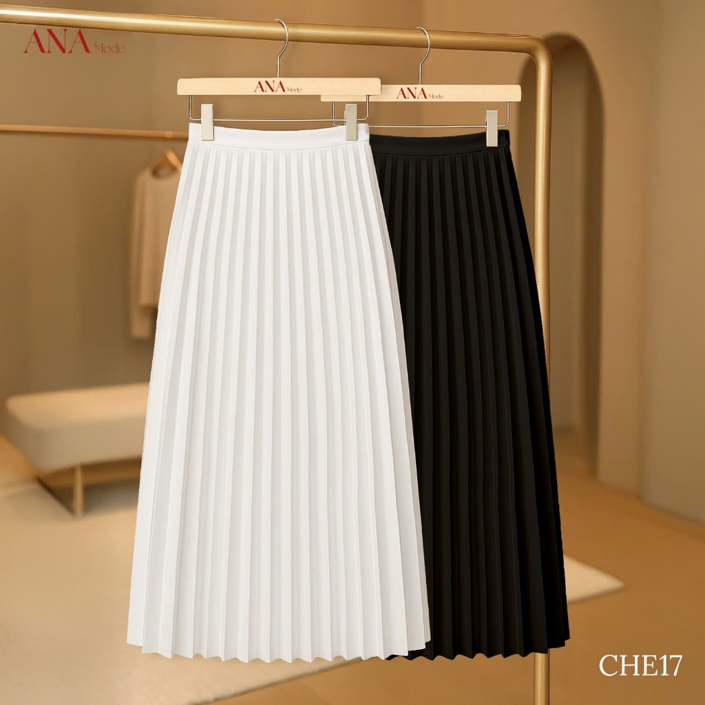Chân Váy Xếp Ly Trung Niên ANA Mode Chất Liệu Cotton Lạnh Cao Cấp, Sang Trọng Quà Tặng Mẹ CV25CHE17