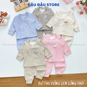 Set 3/5 Bộ Dài Tay Thu Đông Chất Len Lông Thỏ - Quần Đáp Mông Mềm Mại ấm áp cho bé sơ sinh 3-9kg BLEN00 Đậu Đậu Store