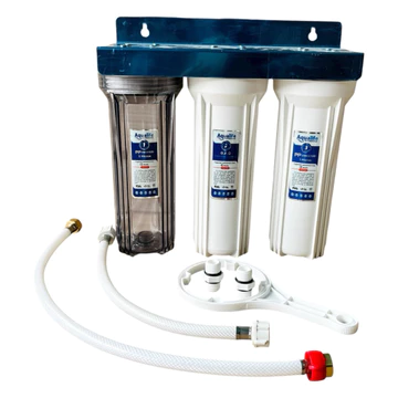 Bộ lọc nước 3 cấp 10 inch cho bồn rửa, máy giặt, sinh hoạt đầy đủ nối ren, dây cấp nước
