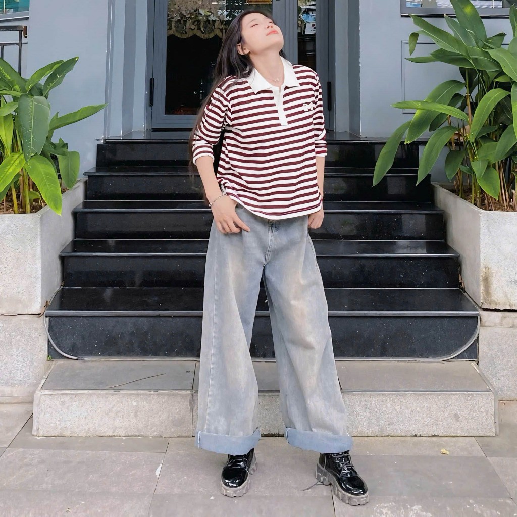 Áo Tay Dài Mirage Sọc Màu Đỏ Local Brand Chất Vải Mềm Mịn.