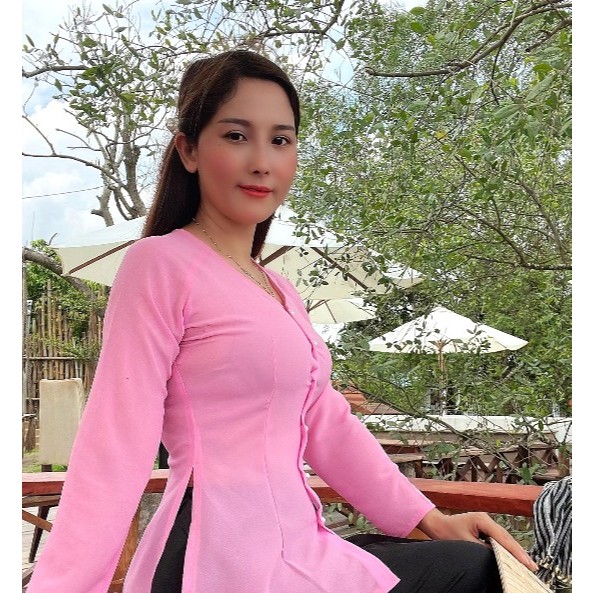 B.A29 - Bộ Áo Voan Cổ Tim Cài Nút Tay Dài