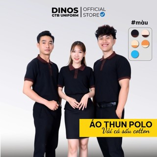 Áo Thun Đồng Phục Phục Vụ Dinos Tay Ngắn Cổ Trụ Vải Mềm Mát Cho Nam Nữ Đa Dạng Màu Sắc