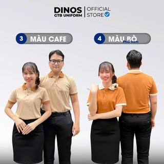 Áo Thun Đồng Phục Phục Vụ Dinos Tay Ngắn Cổ Trụ Vải Mềm Mát Cho Nam Nữ Đa Dạng Màu Sắc