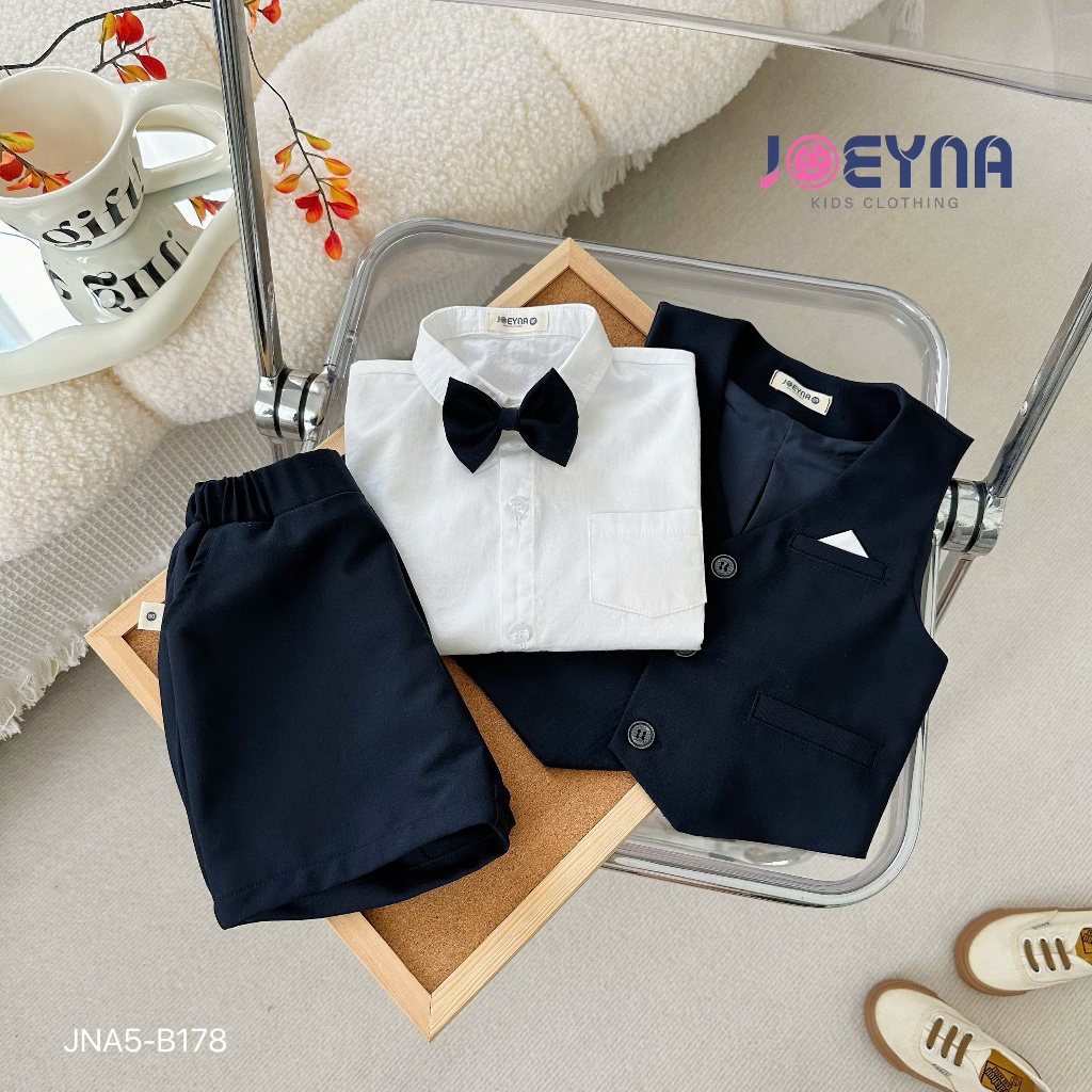 Set vest gile công tử 4 chi tiết Joeyna B178 cho bé 8-23kg
