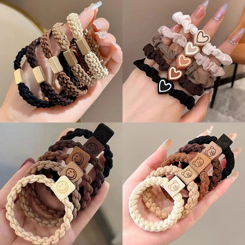 Set 5,10,20 Dây Buộc Tóc Co Giãn Nhiều Họa Tiết  Đơn Giản Xinh Xắn Phụ Kiện Tóc Empoli