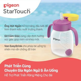 Bình tập hút tập uống nước cho bé Pigeon PP cao cấp chống sặc có ống hút bi trọng lực 250ml