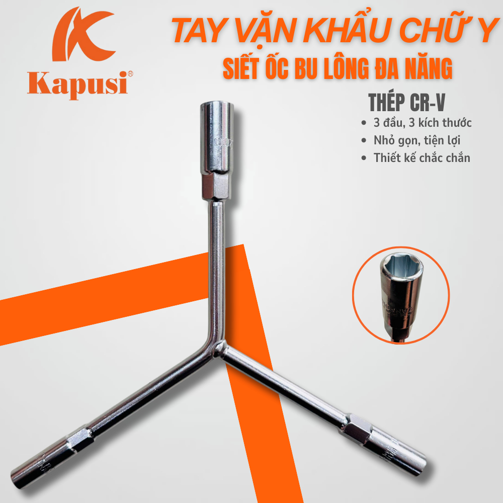 Tay Vặn Bulong Chữ Y Đầu Khẩu Lục Giác Kapusi – Thép CR-V Siết Ốc Đa Năng