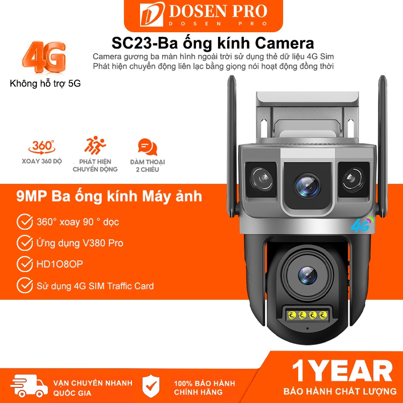 Dosen pro Camera 4G 3 Mắt giám SC23 sát Ngoài Trời Không Dây Wifi Ip66 ...