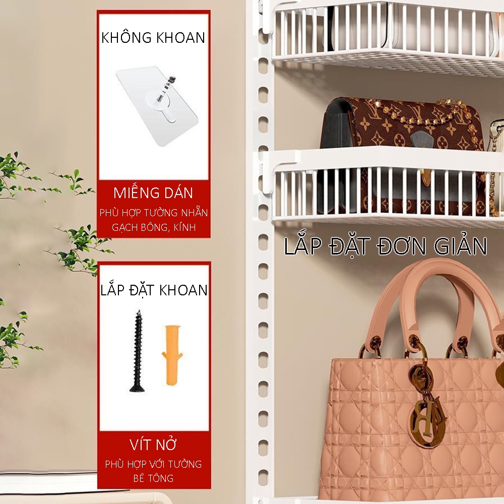 Giá để đồ treo tường, để đồ phòng tắm, nhà bếp, giá kệ đa năng giá kệ treo tường không cần khoan