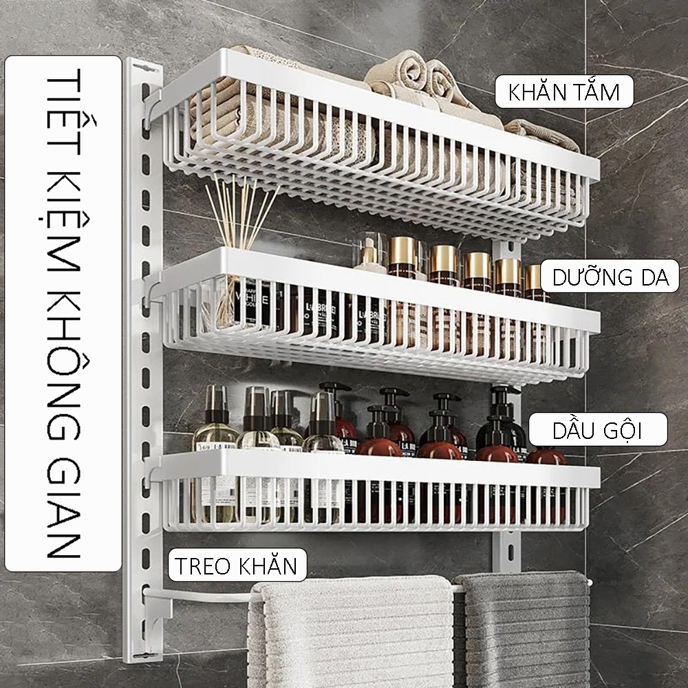 Giá để đồ treo tường, để đồ phòng tắm, nhà bếp, giá kệ đa năng giá kệ treo tường không cần khoan