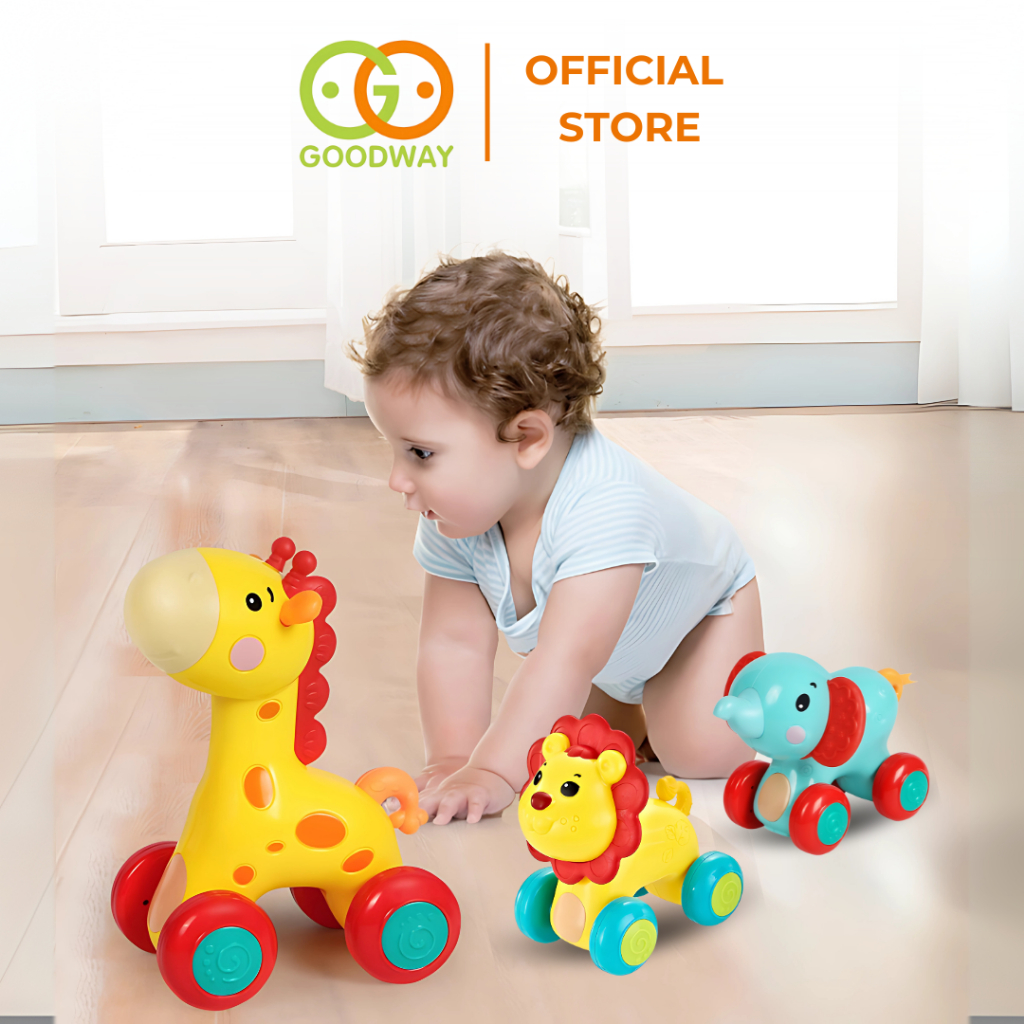 Xe Đồ Chơi Động Vật Gặm Nướu Goodway Rolling Little Crawling Đồ Chơi Tập Bò Cho Bé 6 Tháng Tuổi