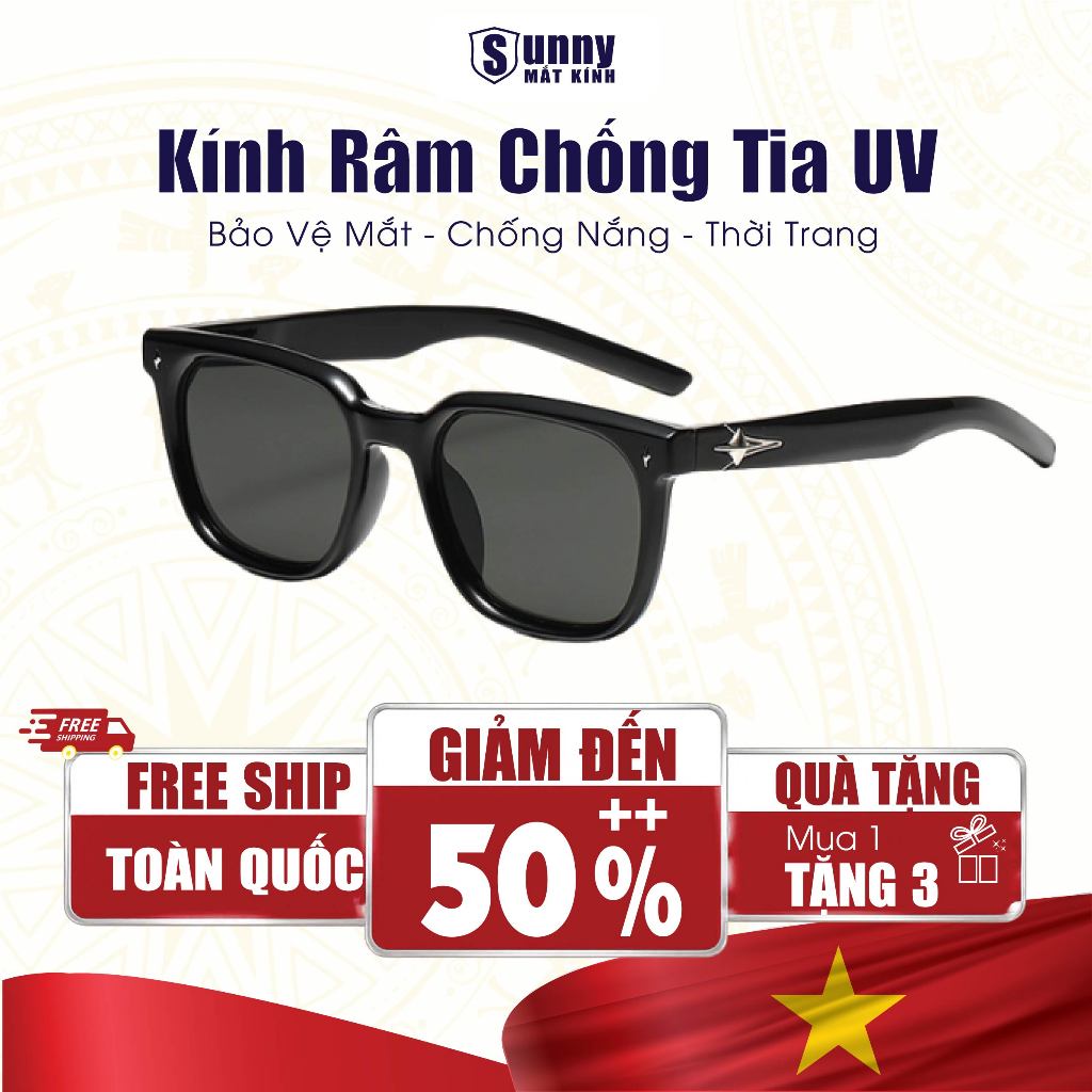 Kính Râm Gọng Vuông Nam Nữ Chống Tia Uv 400 Chống Nắng Chống Bụi SUNNY MẮT KÍNH Phụ Kiện Thời Trang Đi Học Đi Làm