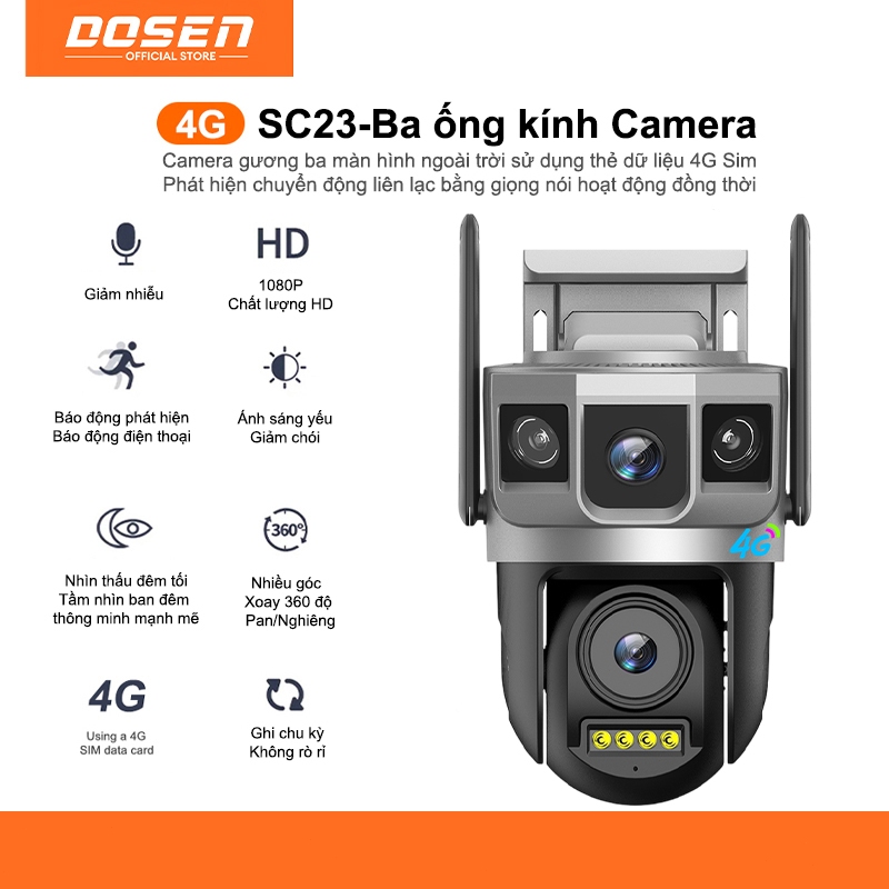 Dosen Camera 4G 3 Mắt giám Sc23 Wifi sát Ngoài Trời Không Dây Ip66 ...