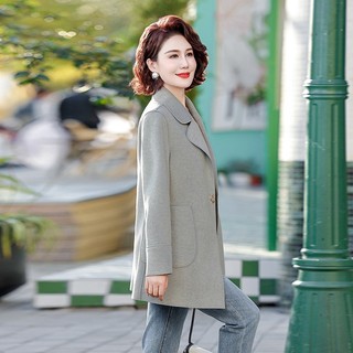 Áo Khoác Dạ Ép Cừu Dáng Dài Phong Cách Phương Tây Cho Nữ Trung Niên AD27