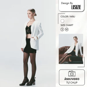 Áo Jacket Kalina Jacket Dáng Dài Vải Tweed Mỏng Màu Trắng Form Rộng Thanh Lịch Sang Trọng Đi Làm Đi Chơi