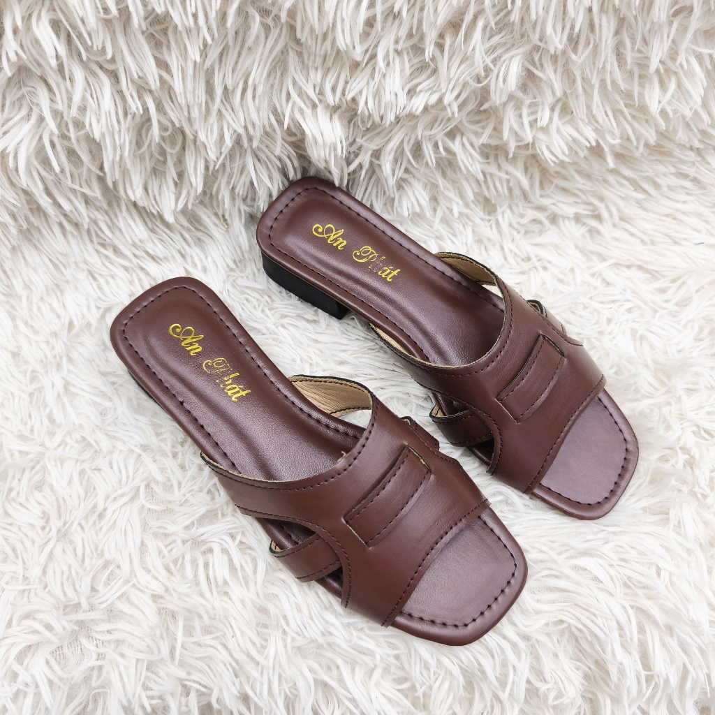 Dép nữ da xịn thật cao cấp 3cm mã DN30T - Dép nữ trung niên