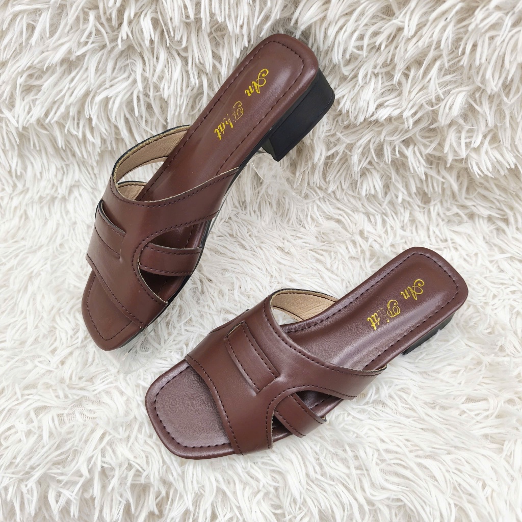 Dép nữ da xịn thật cao cấp 3cm mã DN30T - Dép nữ trung niên