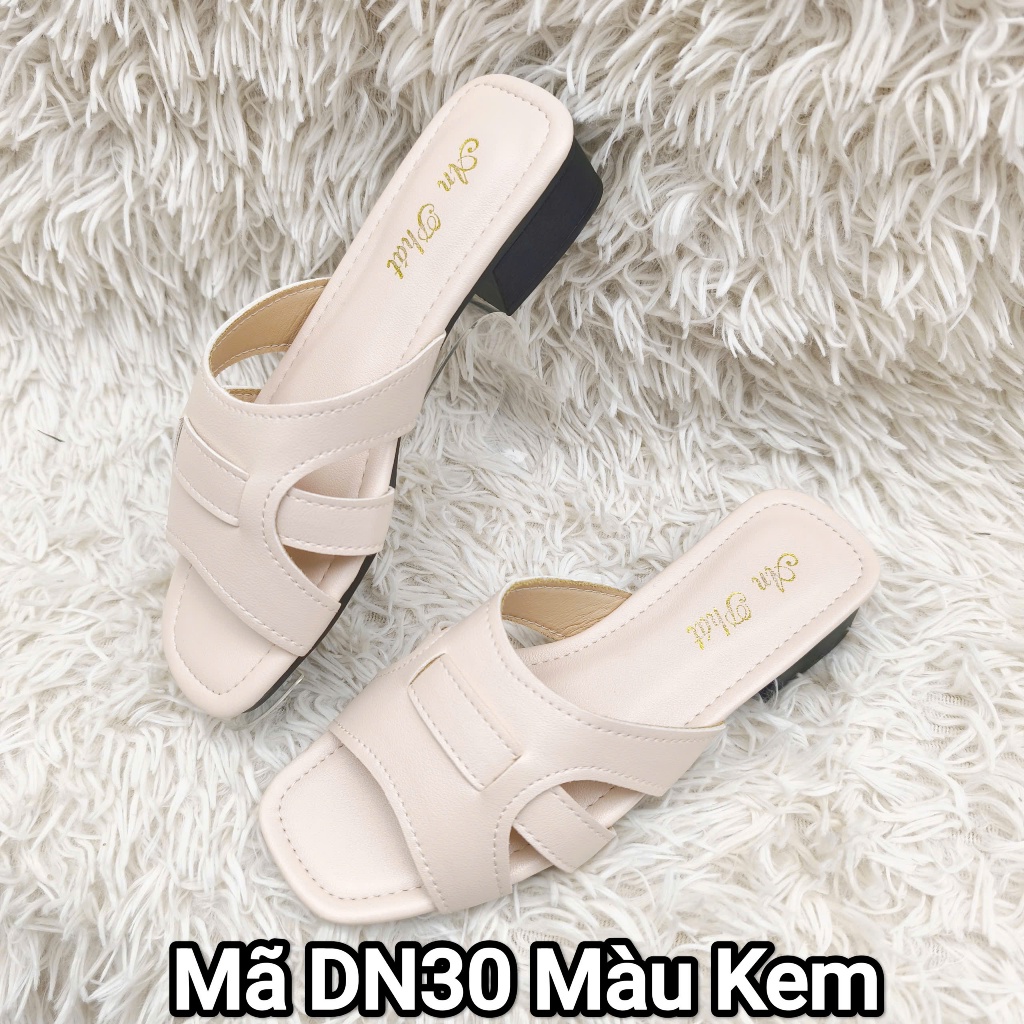 Dép nữ da xịn thật cao cấp 3cm mã DN30T - Dép nữ trung niên