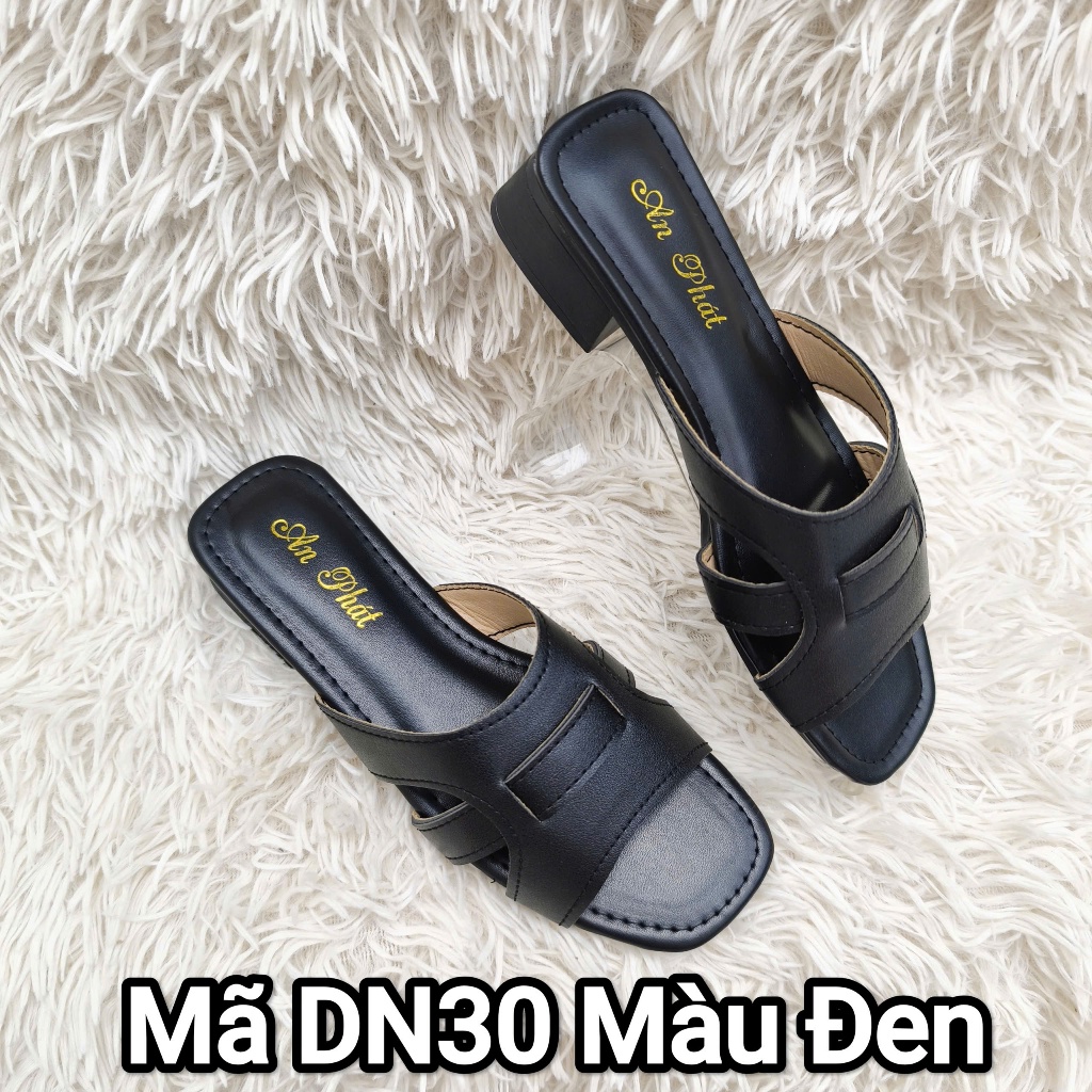 Dép nữ da xịn thật cao cấp 3cm mã DN30T - Dép nữ trung niên