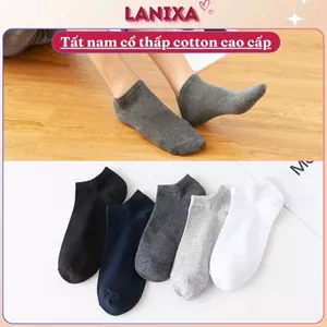 Tất vớ nam cổ trung cotton chống hôi mềm mại thoáng mát LANIXA T054