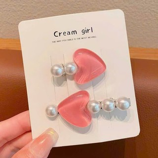 Bộ 2 kẹp tim phối hạt ngọc màu sắc ngọt ngào đáng yêu cho bạn gái